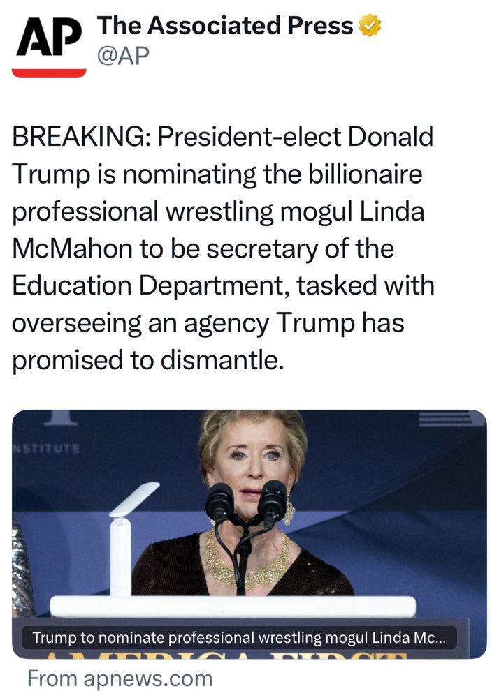 Non qualified nomination foe the next secretary of the department of Education 