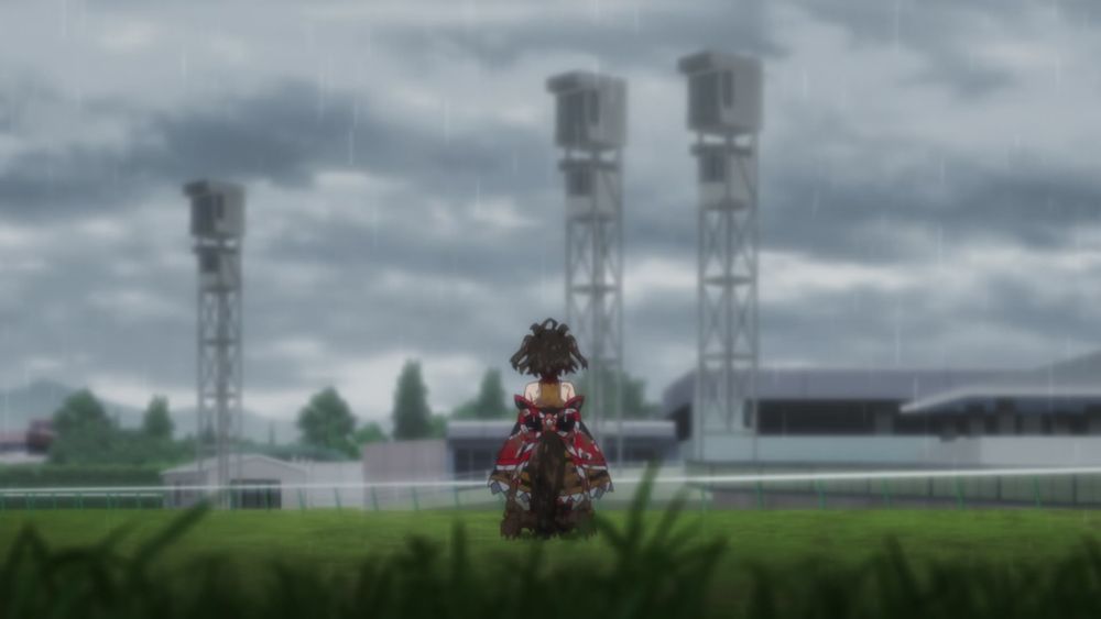 Kitasan Black kneeling after a race