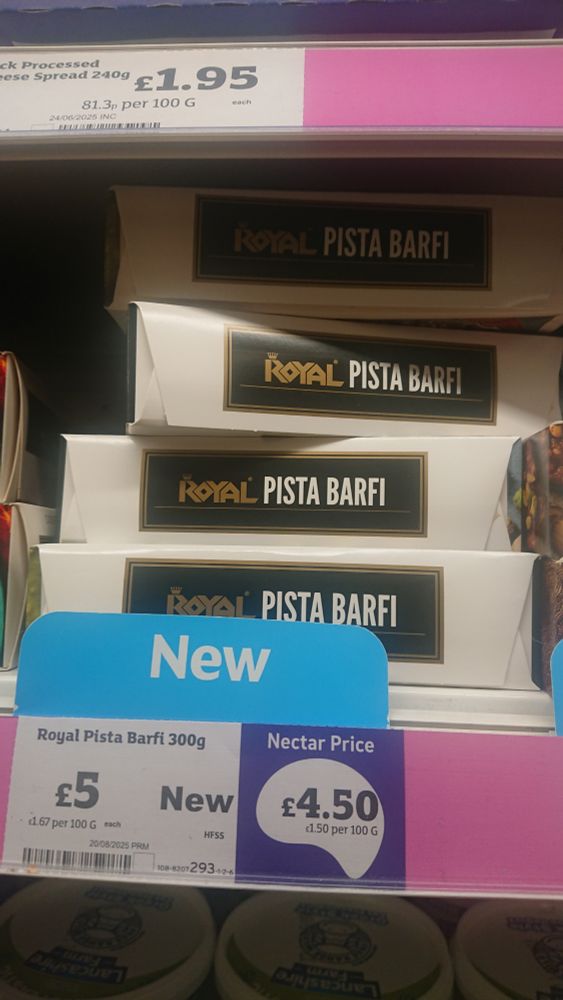 A product in Sainsbury's called "Royal Pista Barfi". 
