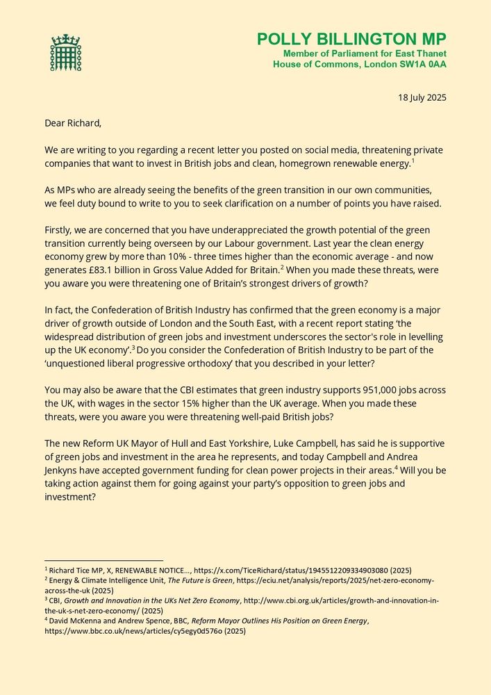 Letter to Richard Tice

