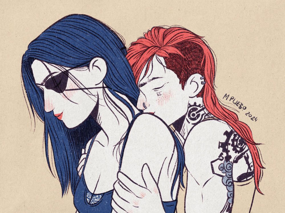 digital illustration of Caitlyn and Vi from Arcane, I just love them and am so happy they're endgame :)