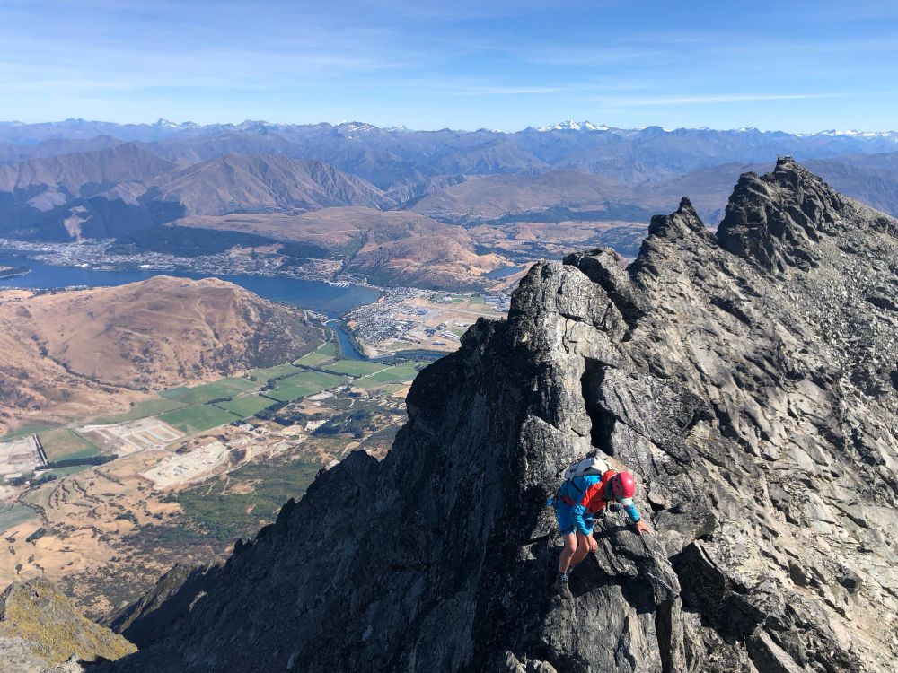 A man climbing on a mountain 