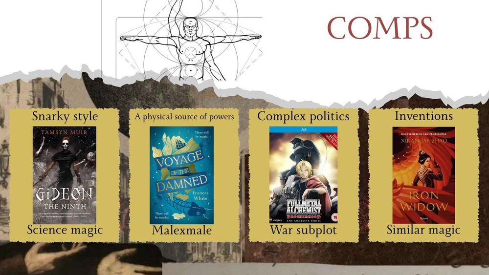 Comps: Gideon The Ninth, Voyage of the Damned, Fullmetal Alchemist, Iron Widow