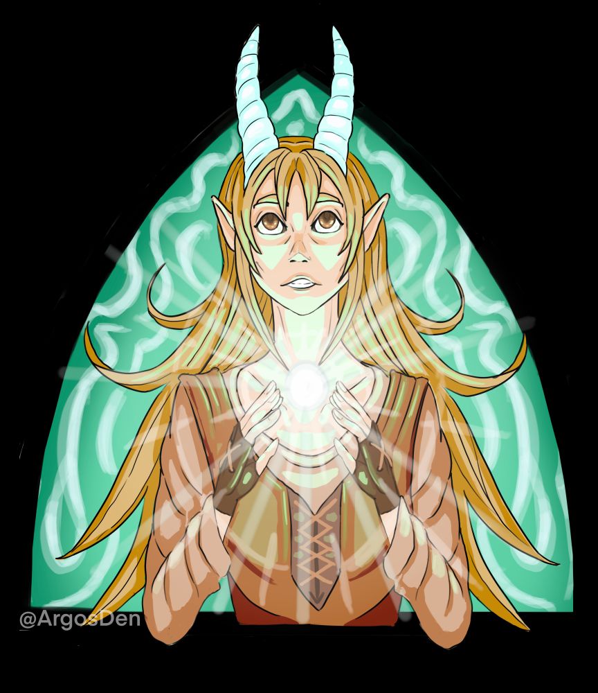 Shown is a horned character casting magic