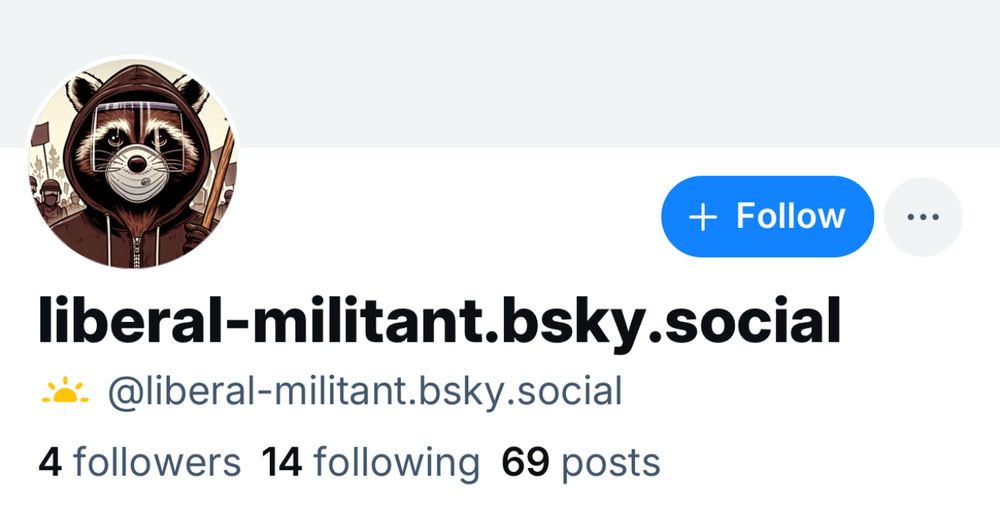 Screen shot of Bluesky account: liberal-militant.bsky.social