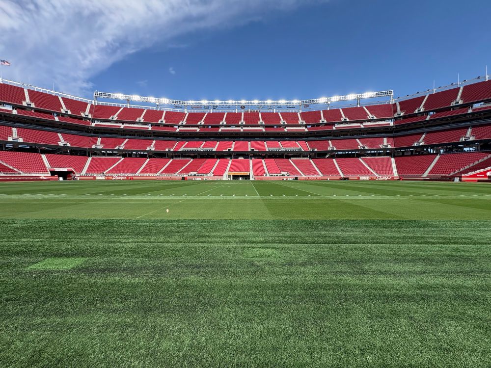 Wide lens picture taken on the turf on the 45 yard line at Levi’s Stadium for a private event. 