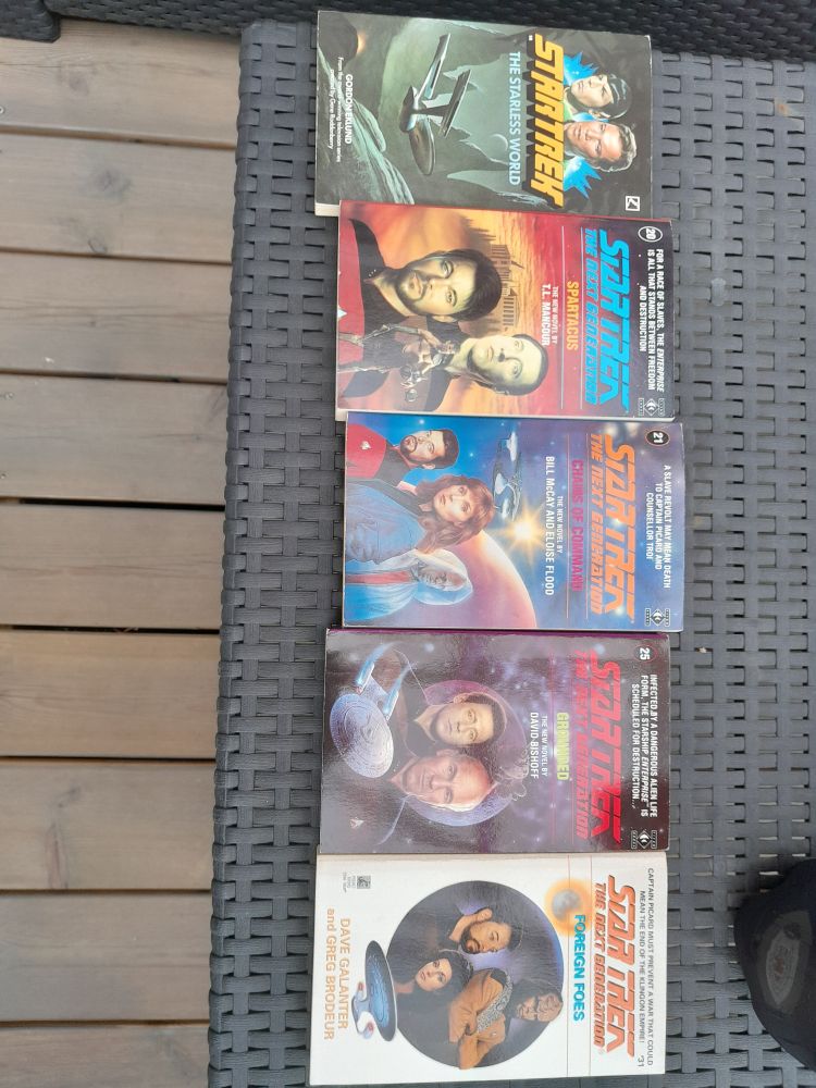 The Starless World, original series book, Spartacus, Chains of Command, Grounded, Foreign Foes, Next Generation books