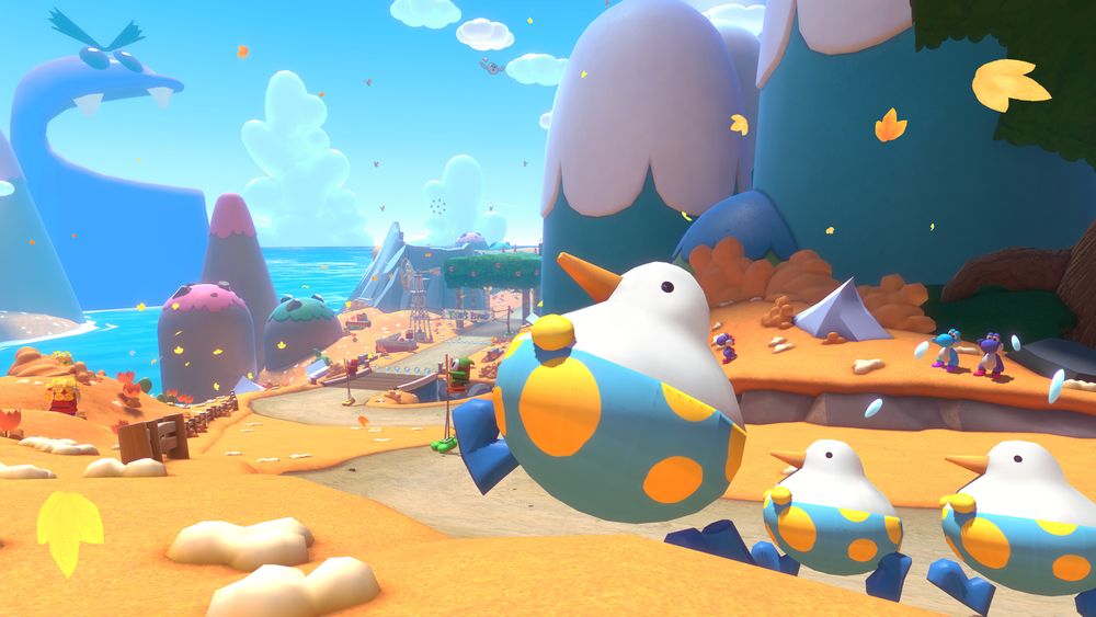 Screenshot of Huffin' Puffins from the Yoshi's Island Track from Mario Kart 8 Deluxe