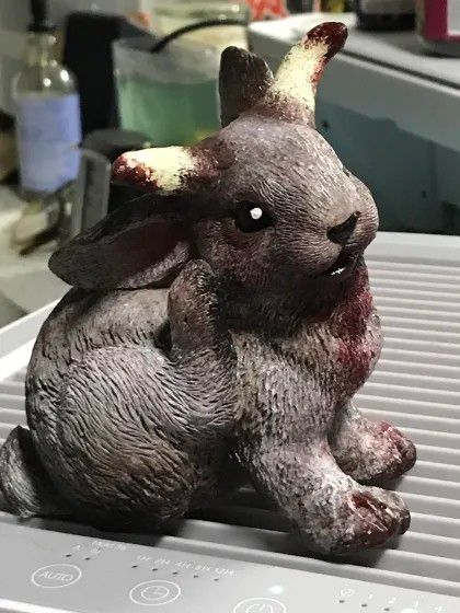 Clay rabbit with horns
