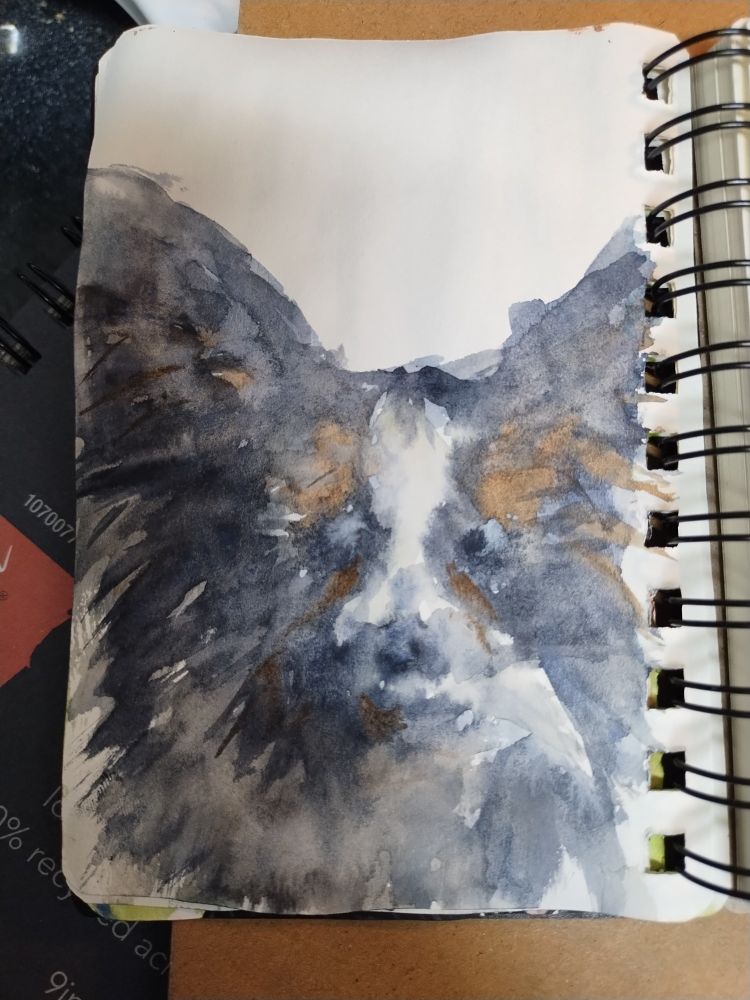 Watercolor sketch of a papillon dog