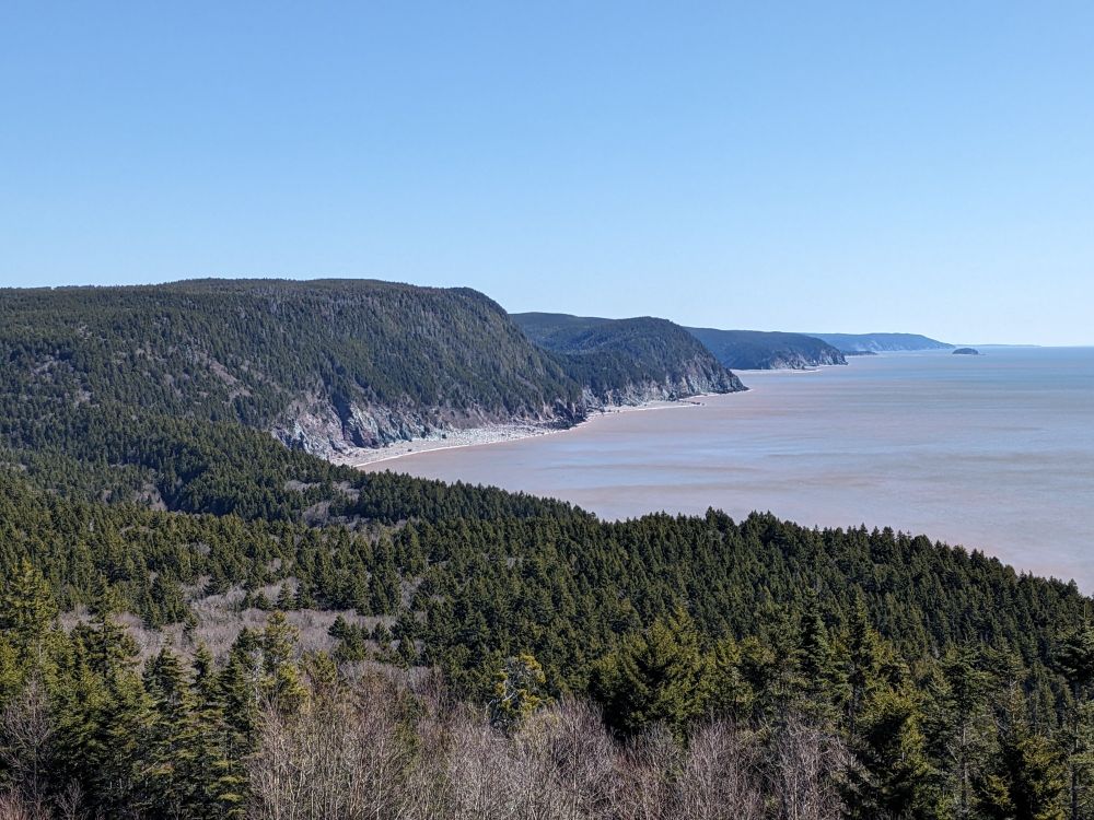 View of several cliffs along the Bay of Fundy. 