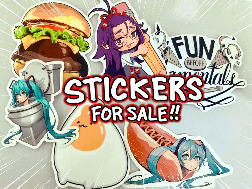 picture of the awesomest stickers youve ever seen, with the text "stickers for sale" in the middle
