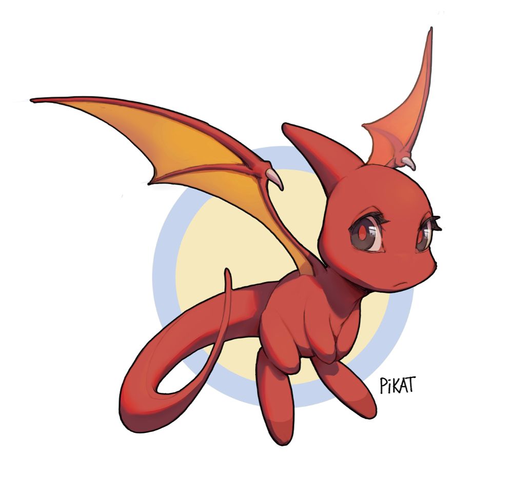 drawing of a red shoyru from neopets