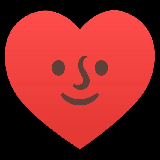Ein großes, rotes Herz, das lächelt.