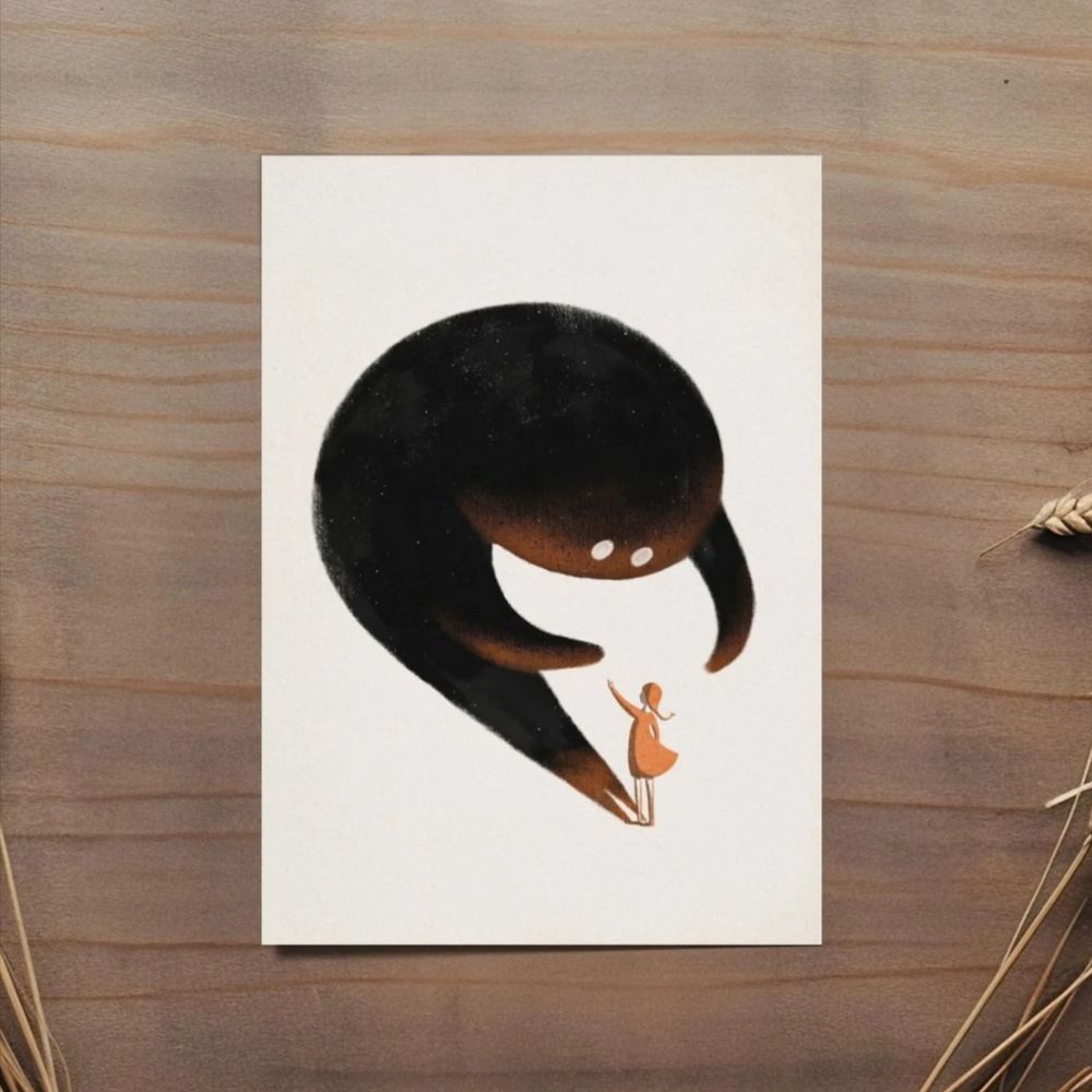 Postal de la ilustración "Haciendo las pases" 

https://rimucreations.com/product/making-amends/