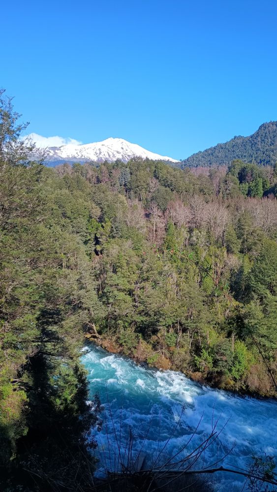 Vista del Volcán Mocho Choshuenco desde Neltume.