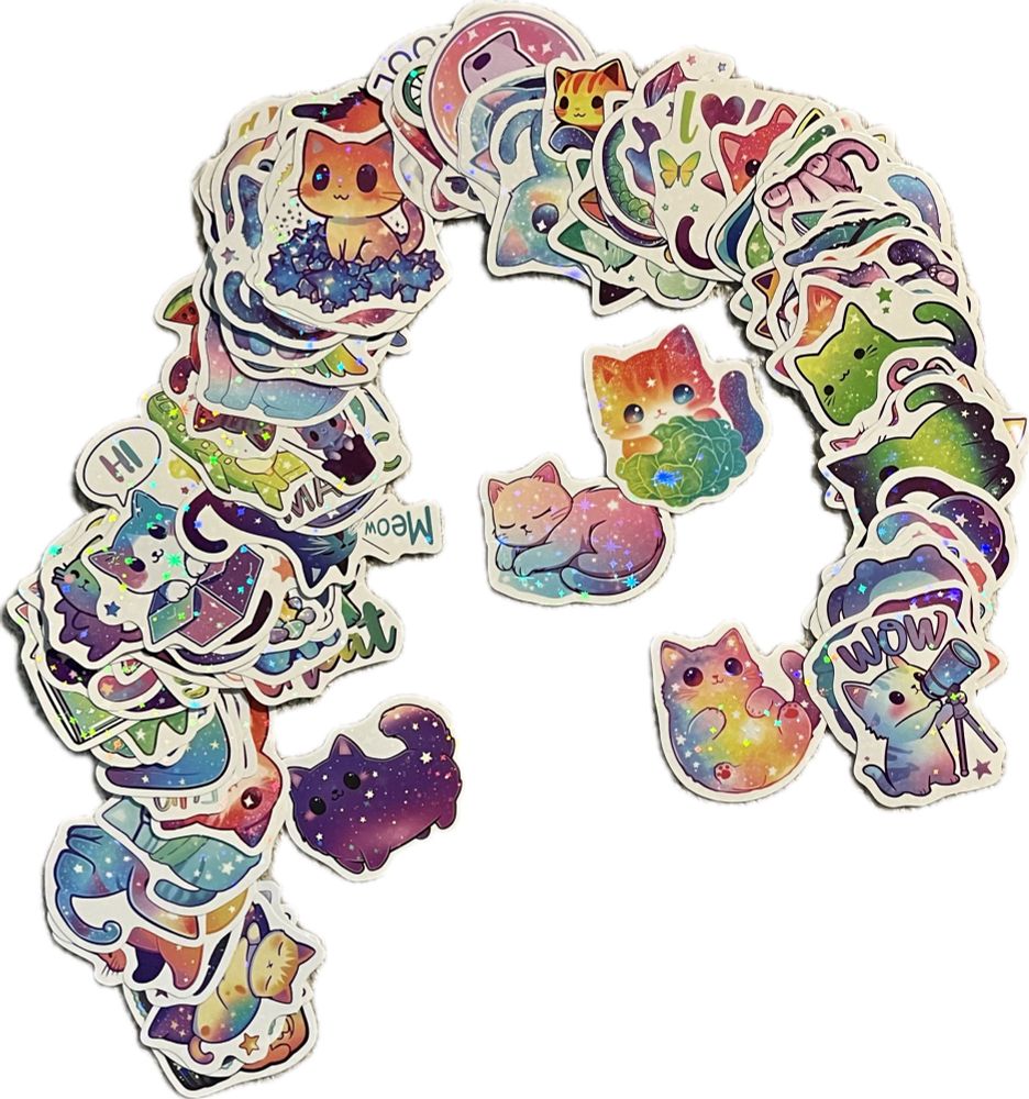 Shiny kawaii cat stickers