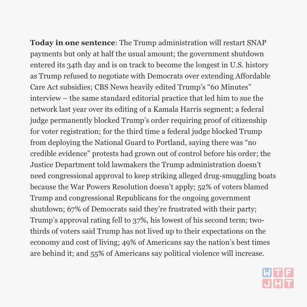 Image showing summary from WTF Just Happened Today? The full accessible text is available via the link.
