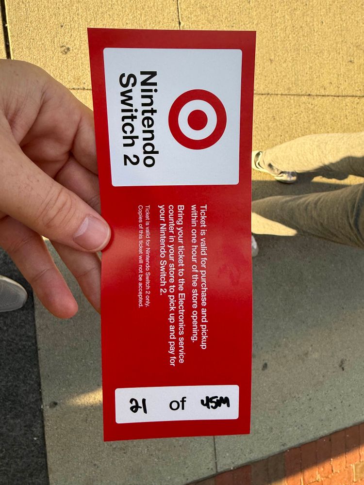Red ticket to purchase a Nintendo Switch 2