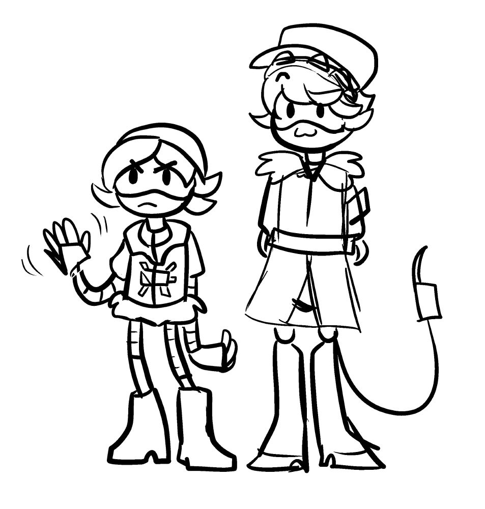 Doodle of Uzi Doorman and N from Murder Drones!