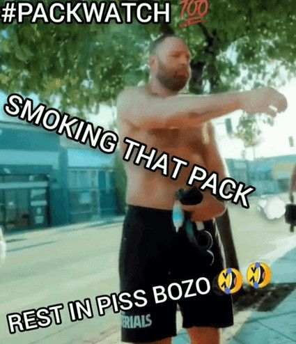 mox handing off a blunt, caption across reads #packwatch smoking that pack
rest in piss bozo 🤣🤣 
