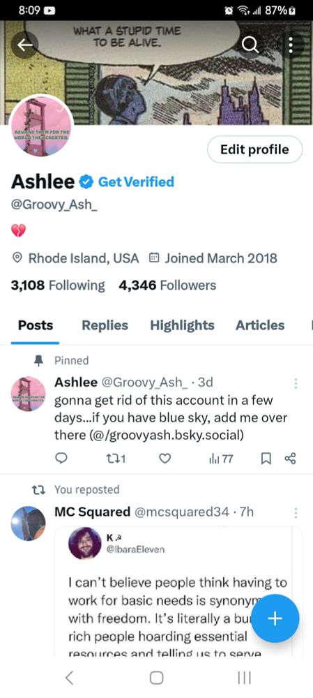 just a screenshot of my twitter page before i deactivated 