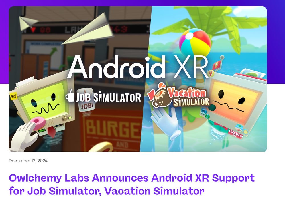 Owlchemy Labs Announces Android XR Support for Job Simulator, Vacation Simulator