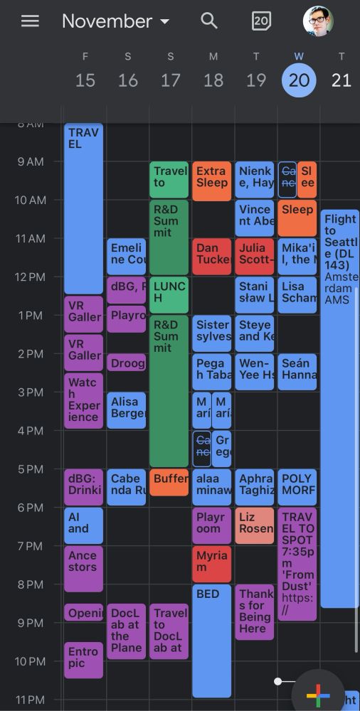 Kent Bye’s schedule at IDFA DocLab 2024