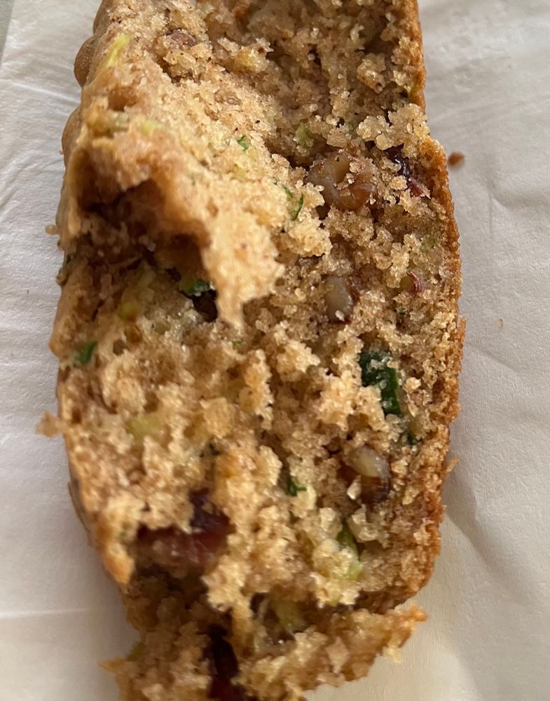 Zucchini Bread on a white napkin 