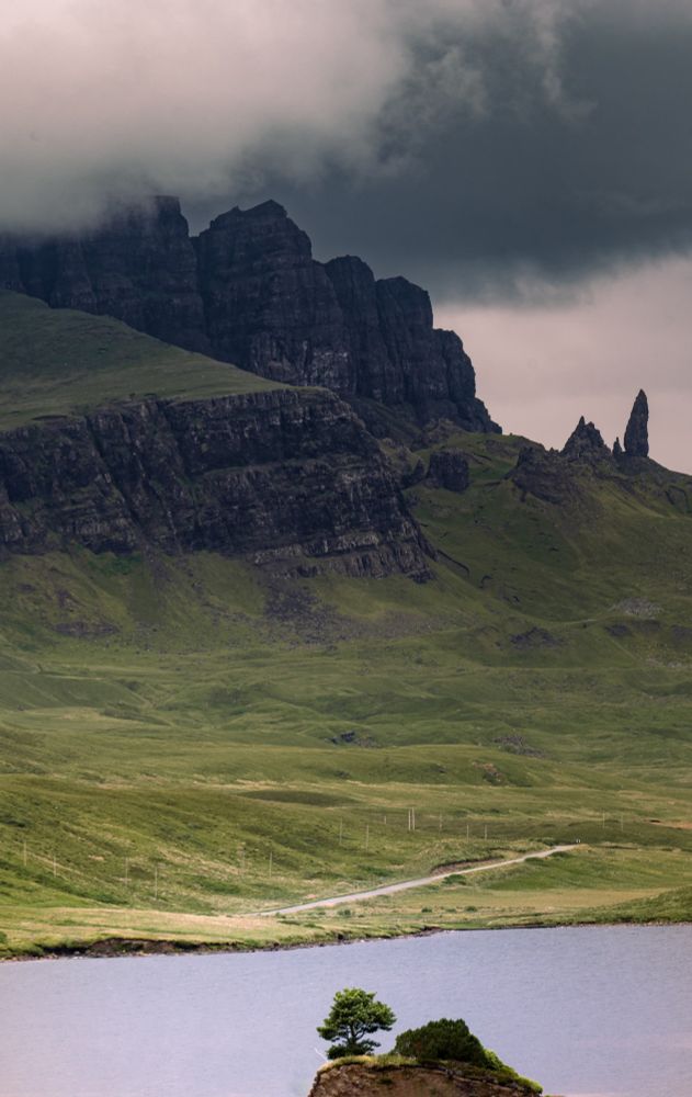 The Old Man of Storr and Loch Fada, Isle of Skye, Scotland 