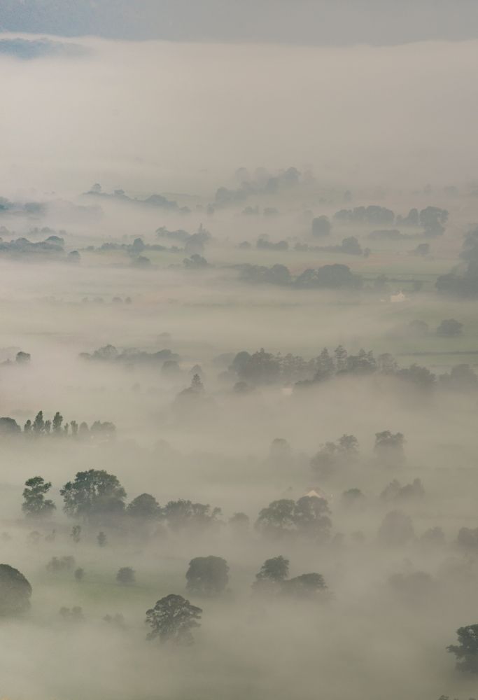 Misty mornings from Latrigg, Lake District , UK