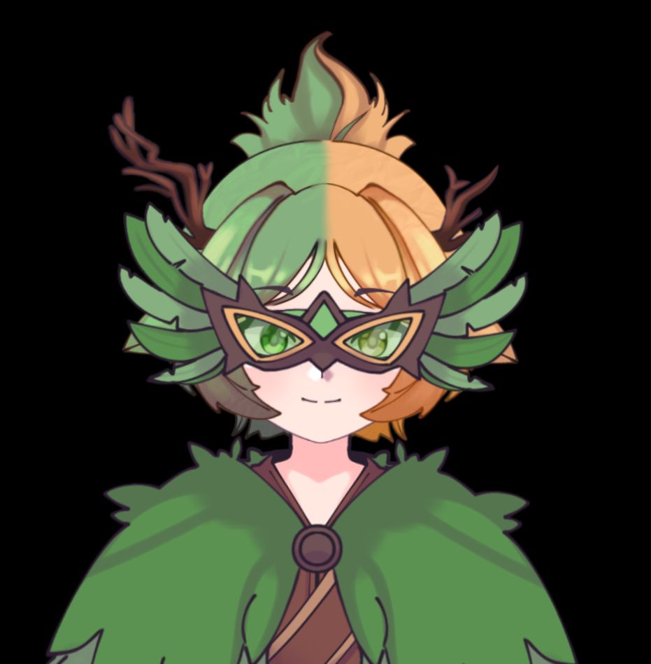 A picture of my Vtuber model, I'm a deer druid!