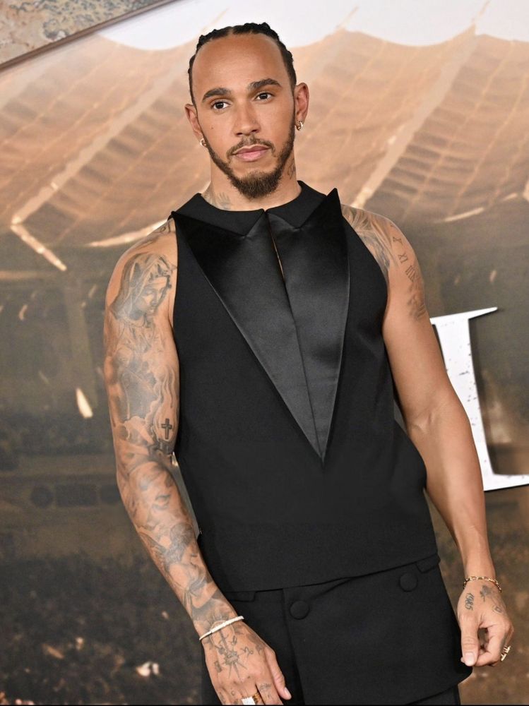 Lewis Hamilton at the Gladiator Premier in  sleeveless black vest