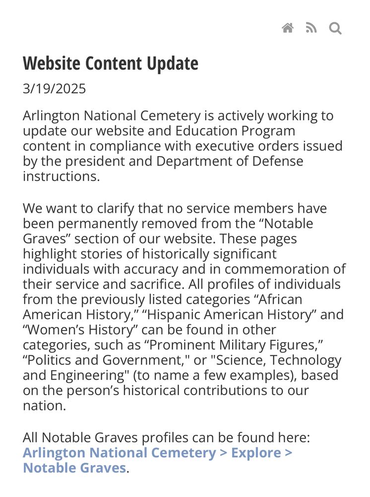 Announcement that the profiles are located in other categories.