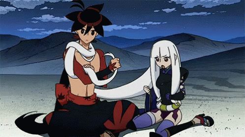 Katanagatari protagonist wrapped in hair