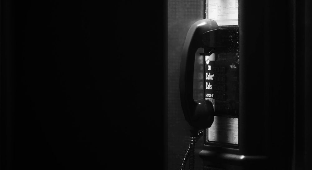 Close-up of a phone booth
Black and white shot