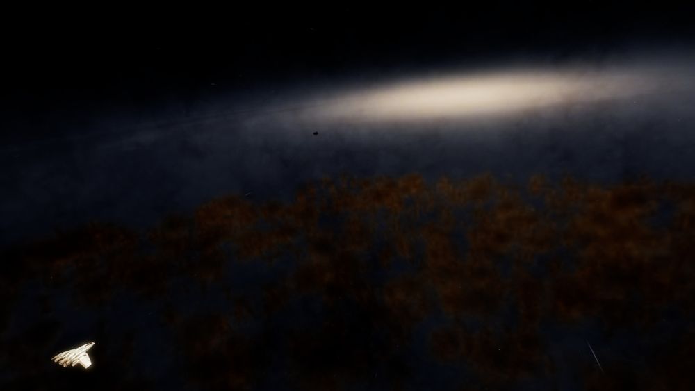 A picture taken in the video game Elite: Dangerous, depicting a broader view of the bright Sagittarius A* cloud in the centre of the galaxy. I was travelling 2200 light years above Sol at the time.