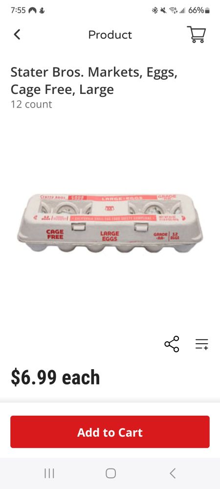 A dozen eggs for $6.99