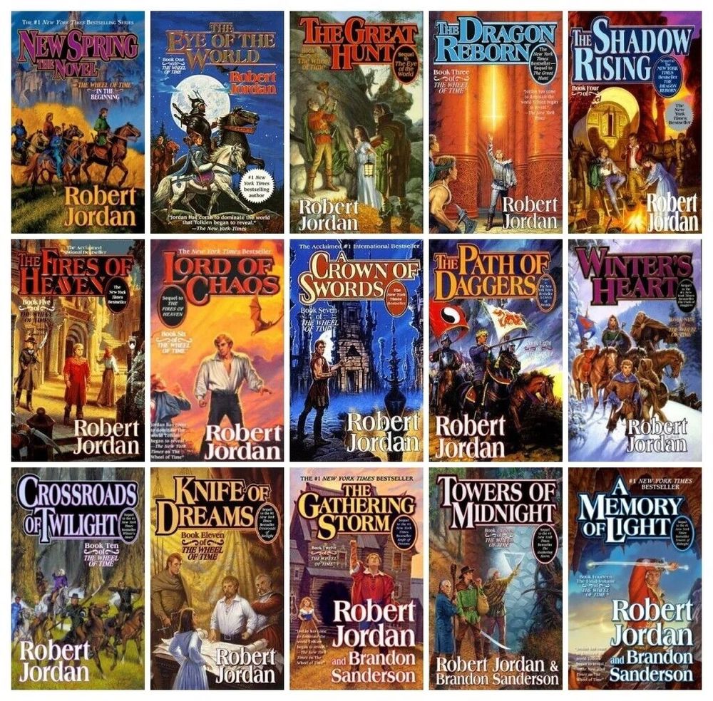 collection of covers of the wheel of time book series 