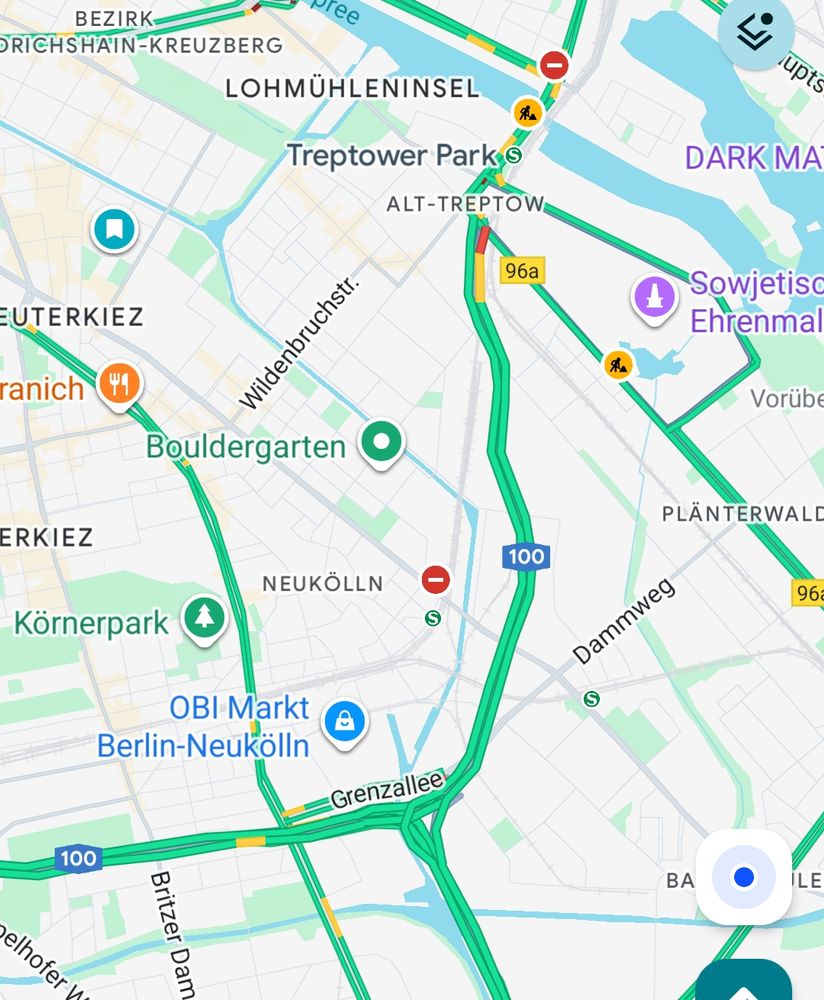 Google Maps Screenshot neuer Abschnitt A100