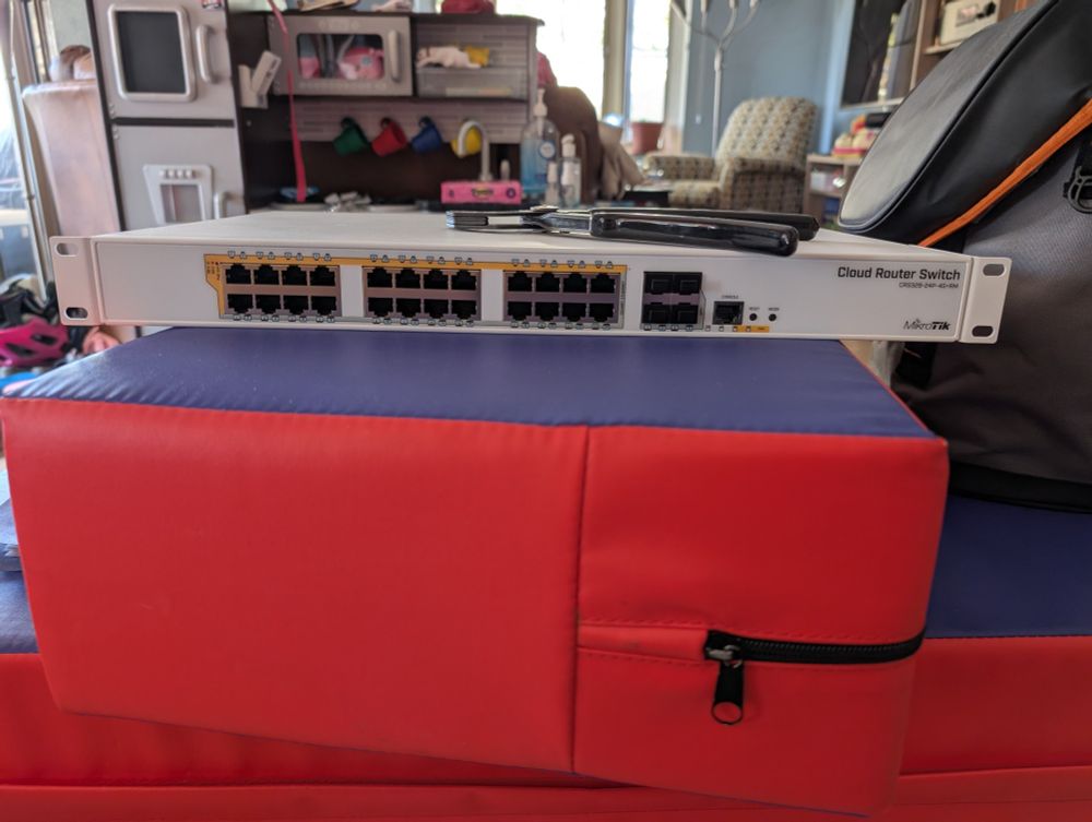 New 24+4 port Mikrotik switch, awaiting racking