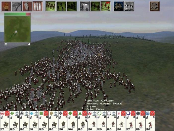Screenshot von Shogun Total War, zeigt eine Schlacht. 