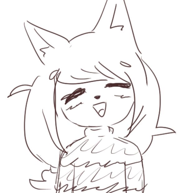 Trick from Lonely Wolf Treat smiling happily while wearing a sweater