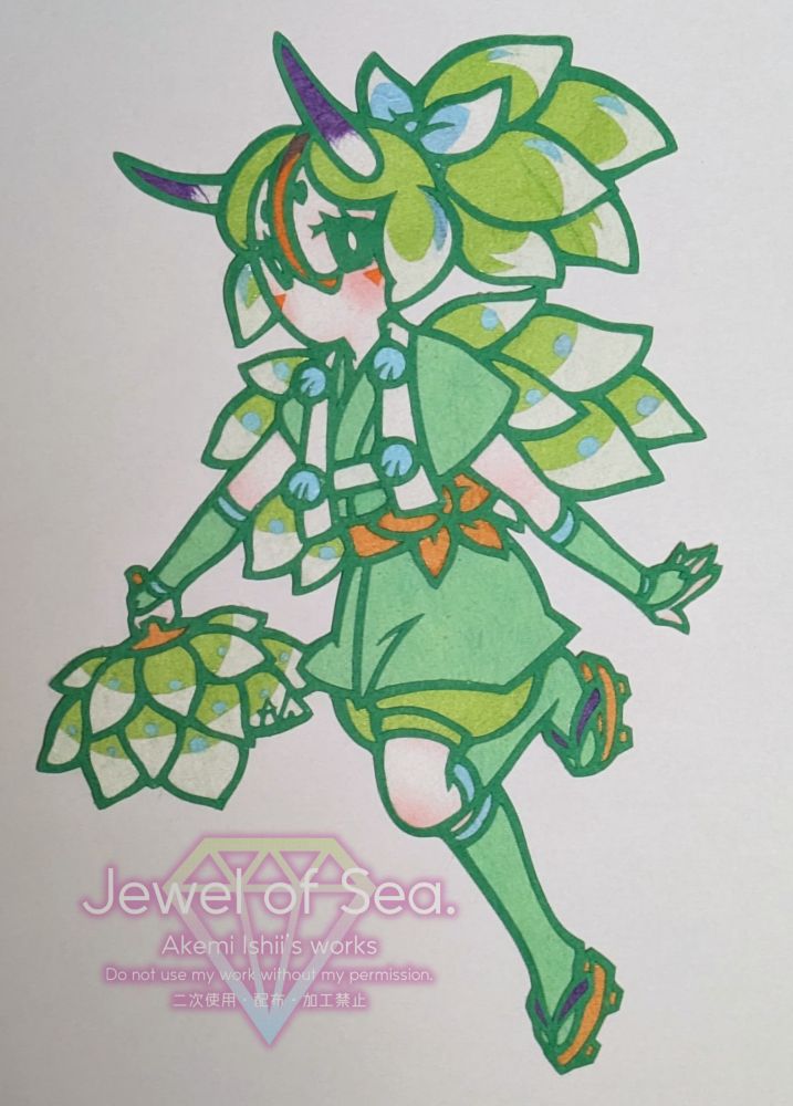 テングモウミウシをイメージした女の子の切り絵作品。