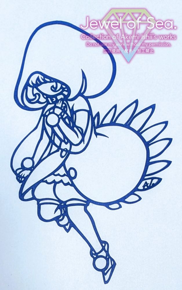 新種のウミウシをモチーフにした女の子の切り絵作品です。