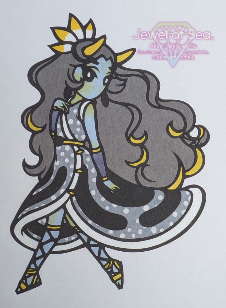 ダイアナウミウシをイメージした女の子の切り絵作品。