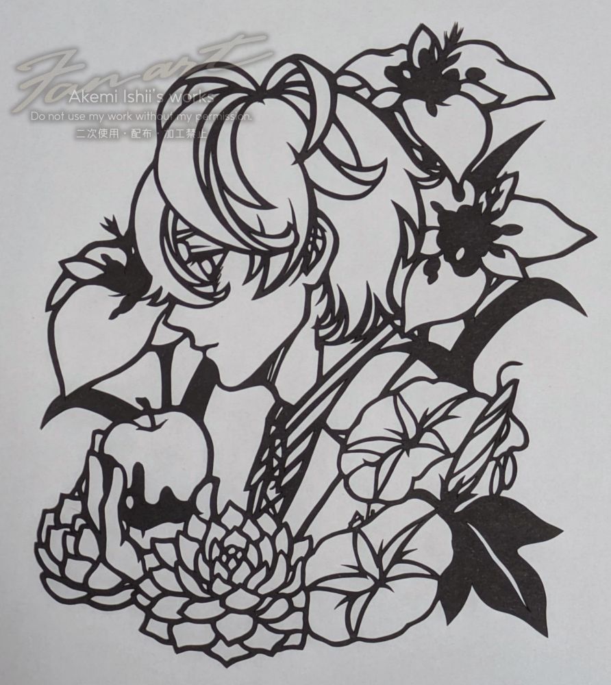 ヒプノシスマイクのキャラクター、観音坂独歩のファンアート切り絵作品