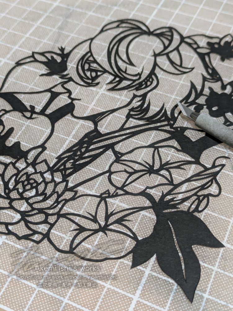 ヒプノシスマイクのキャラクター、観音坂独歩のファンアート切り絵作品