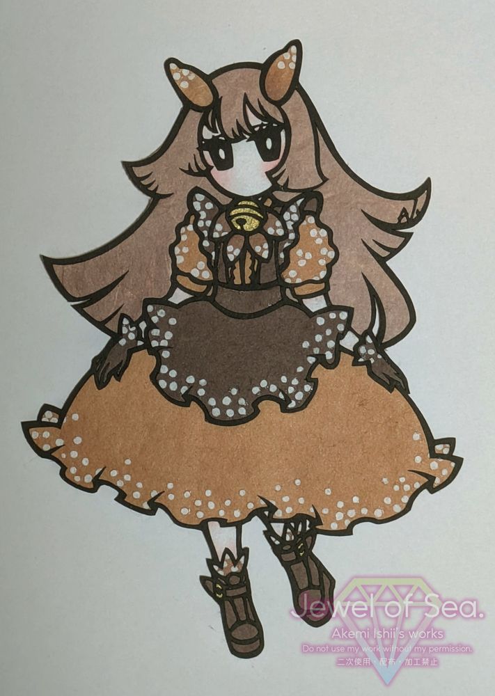 クロネコウミウシをイメージした女の子の切り絵作品。