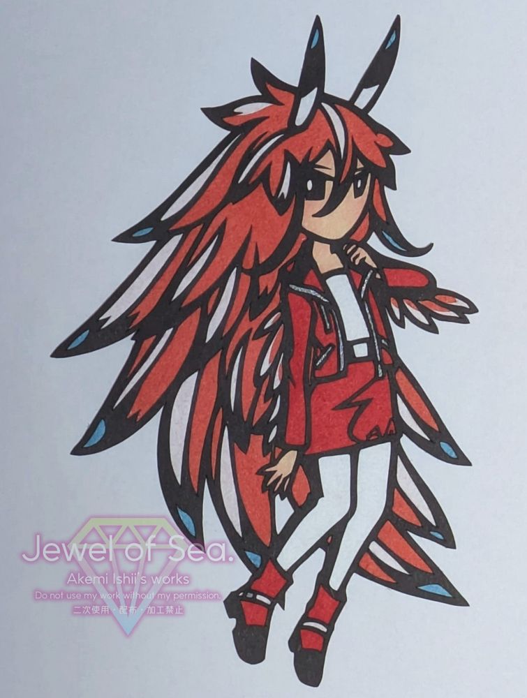 ツマグロミノウミウシをイメージした女の子の切り絵作品。